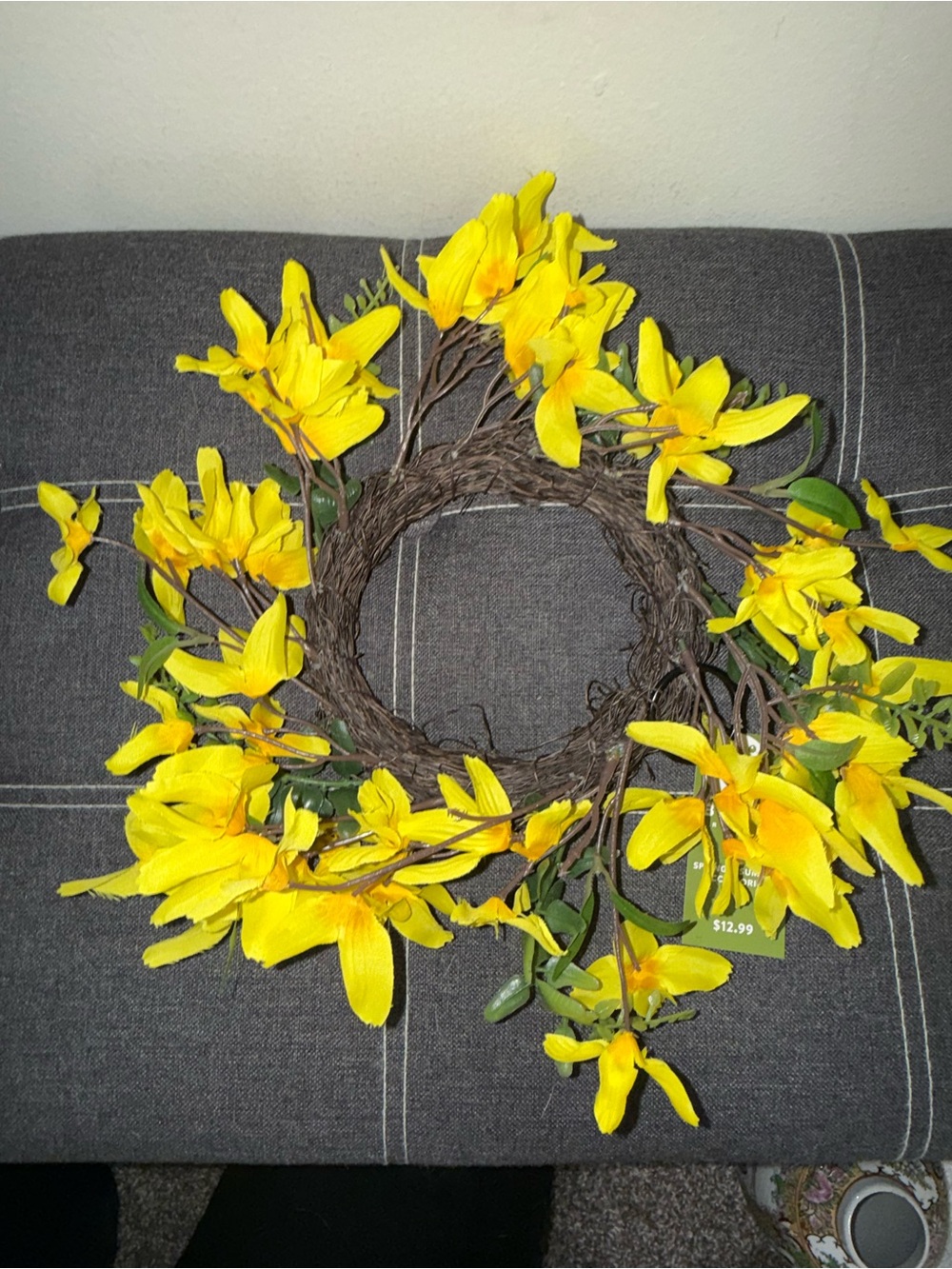 Bloom Room Artificial Spring Blossom Floral Wreath Yellow/Green/Brown 10 in